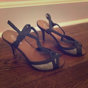 Blue tweed high heels